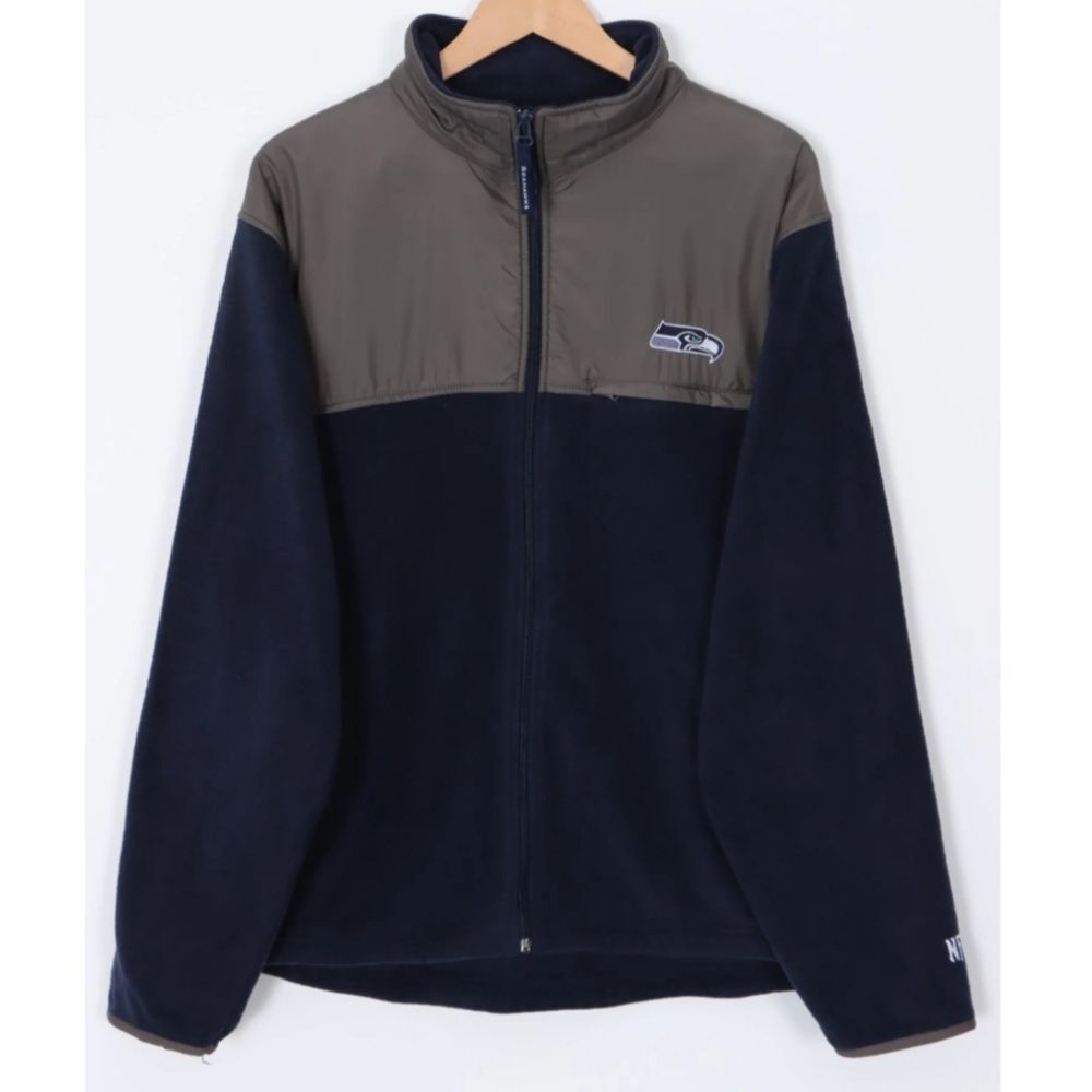 NFL Seahawks Blue Gray Performance Jacket Full Zip FLAWED XL Football Seattle